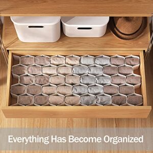 MORNITE Sock Drawer Organizer, Drawer Divider Organizer for Underwear Socks Ties Belts Assemble Honeycomb Separator Closet Cabinet DIY Desk Office 8pcs White