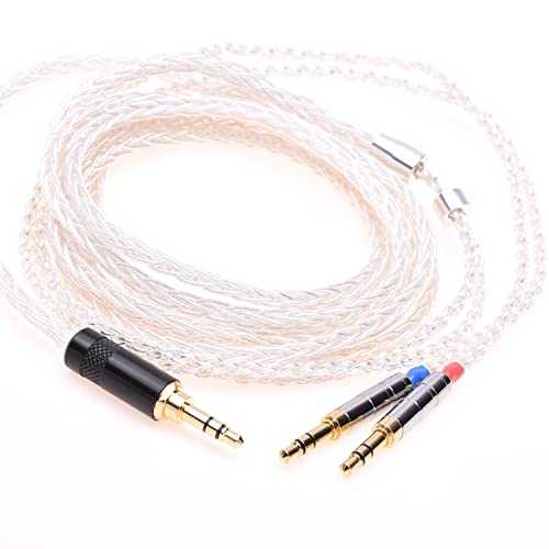 GAGACOCC 1.2Meter (4FT) 2X 3.5mm 8 Cores 5N Crystal Silver Plated Headphones Upgrade Cable for Hifiman Ananda Arya HE1000se HE4XX HE400SE Denon AH-D9200 AH-D7200 AH-D7100