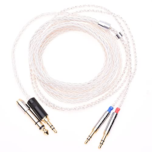 GAGACOCC 1.2Meter (4FT) 2X 3.5mm 8 Cores 5N Crystal Silver Plated Headphones Upgrade Cable for Hifiman Ananda Arya HE1000se HE4XX HE400SE Denon AH-D9200 AH-D7200 AH-D7100