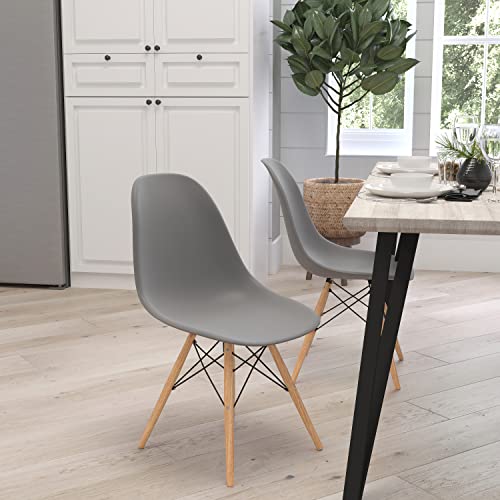 Merrick Lane Elton Series Moss Gray Polypropylene Accent Chair with Metal Braced Wooden Legs