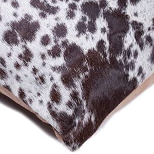 Set of 2, Natural Torino Cowhide Throw Pillows with Poly Insert | Kobe Accent Pillows Handcrafted from 100% Cow Hide, S&P Choco & White, 12 in x 20 in