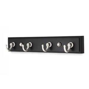 howtool key hook rail wall mounted & self adhesive 4 hooks black & satin nickel