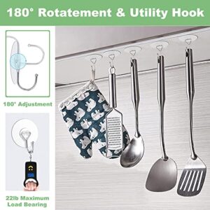 Large Adhesive Hooks 10 Pack, Waterproof 22lb Wall Hooks for Hanging Heavy Duty,Transparent Reusable Seamless Hooks Nail Free Sticky Hangers to use Inside Kitchen, Bathroom, Home and Office