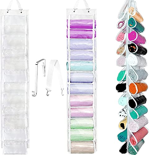 KISYONGUS Closet Organizer for Leggings, Shirt Organizer Leggings Storage Bag with 24 Compartments -Hanging Clothes Organizer for Yoga Pants, Tank Top, Towel, Underwear, T Shirt