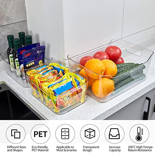 DWGuliho Refrigerator storage bin, Set of 9 Kitchen Storage Containers, Clear Fridge Organizer，Multi-use Clear storage bin for Cabinet, Bathroom, Vanity Room