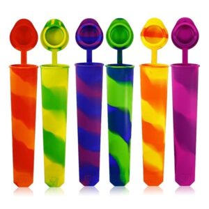 6pcs popsicles molds,reusable baby silicone popsicle molds multi colors ice cream mold tray ice froze with lids for diy popsicles,yogurt sticks,jelly,chilled drinks