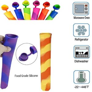 6pcs Popsicles Molds,Reusable Baby Silicone Popsicle Molds Multi Colors Ice Cream Mold Tray Ice Froze with Lids for DIY Popsicles,Yogurt Sticks,Jelly,Chilled Drinks