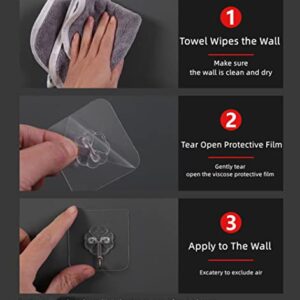 Pengwei 24 Pack Adhesive Hooks Transparent Non-Marking Waterproof Hooks Strong Adhesive Hooks for Kitchen Bathroom Cloakroom Reusable Wall Hooks Nail Free Heavy Duty Adhesive Hooks