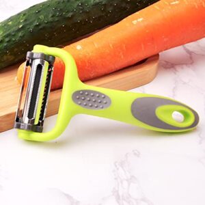 DEFUTAY Vegetable Peeler - Potato Peelers for Kitchen 3-in-1 Kitchen Peeler Ultra Sharp Stainless Steel Peeler for Vegetable, Potato, Cucumber, Carrot, All Fruits & Veggies (Green)