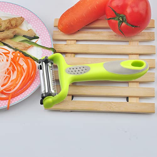 DEFUTAY Vegetable Peeler - Potato Peelers for Kitchen 3-in-1 Kitchen Peeler Ultra Sharp Stainless Steel Peeler for Vegetable, Potato, Cucumber, Carrot, All Fruits & Veggies (Green)