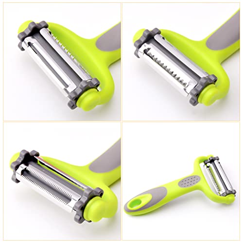 DEFUTAY Vegetable Peeler - Potato Peelers for Kitchen 3-in-1 Kitchen Peeler Ultra Sharp Stainless Steel Peeler for Vegetable, Potato, Cucumber, Carrot, All Fruits & Veggies (Green)