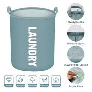 Consmos 2-Pack Collapsible Laundry Basket, Large Laundry Hamper with Handle, Freestanding Laundry Baskets Dirty Clothes Basket for Bedroom, Bathroom& College Dorm, Haze Blue