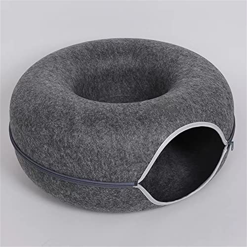 Cat Felt Tunnel Toy, Cat Donut Tunnel. Interactive Play Toys for Cats. Cat Tunnels for Indoor Cats, Great Toy for Cats Small Animals Grey,Dark Grey,Large