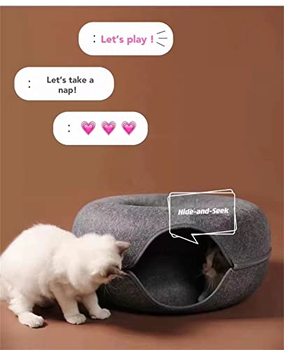 Cat Felt Tunnel Toy, Cat Donut Tunnel. Interactive Play Toys for Cats. Cat Tunnels for Indoor Cats, Great Toy for Cats Small Animals Grey,Dark Grey,Large