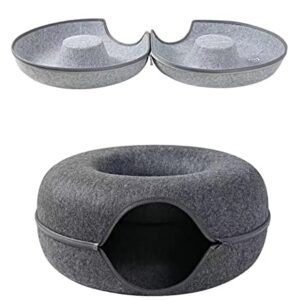 Cat Felt Tunnel Toy, Cat Donut Tunnel. Interactive Play Toys for Cats. Cat Tunnels for Indoor Cats, Great Toy for Cats Small Animals Grey,Dark Grey,Large