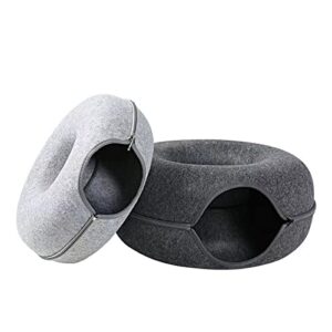 Cat Felt Tunnel Toy, Cat Donut Tunnel. Interactive Play Toys for Cats. Cat Tunnels for Indoor Cats, Great Toy for Cats Small Animals Grey,Dark Grey,Large