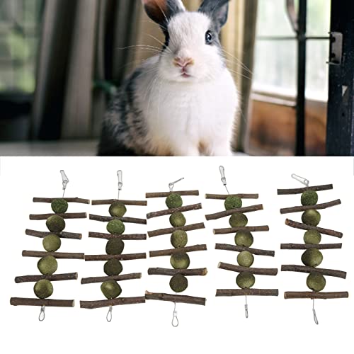 Bunny Chew Toys, Attractive Improve Appetite Healthy Hanging Wood Grass Ball String for Rabbits