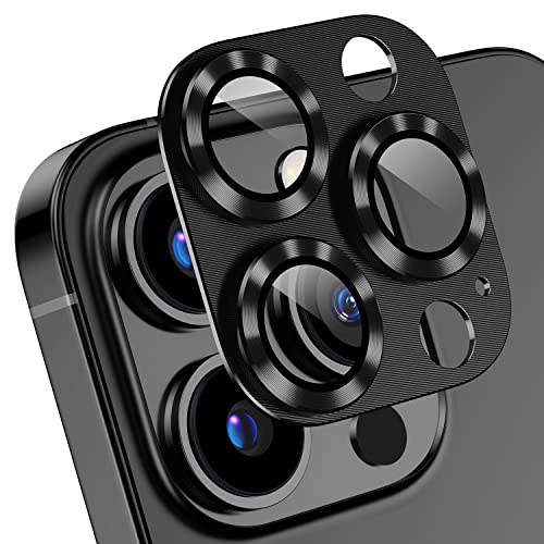 Korecase [2 Pack ] Designed for iPhone 13 Pro Max/ iPhone 13 Pro Camera Lens Protector Metal Tempered Glass Camera Cover ,Strong Stickiness Rear Lens Case Friendly for iPhone 13 Pro / iPhone 13 Pro Max - Black