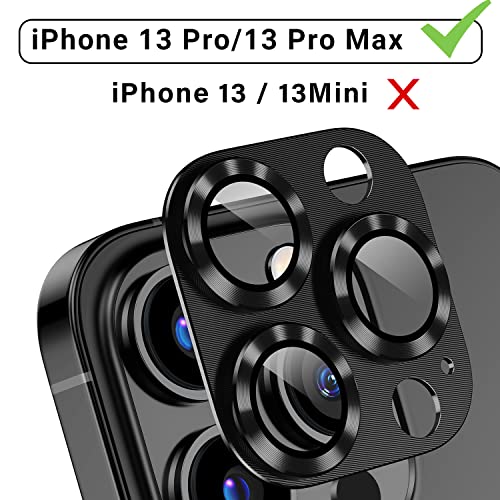 Korecase [2 Pack ] Designed for iPhone 13 Pro Max/ iPhone 13 Pro Camera Lens Protector Metal Tempered Glass Camera Cover ,Strong Stickiness Rear Lens Case Friendly for iPhone 13 Pro / iPhone 13 Pro Max - Black