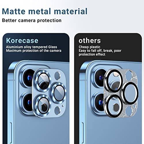 Korecase [2 Pack ] Designed for iPhone 13 Pro Max/ iPhone 13 Pro Camera Lens Protector Metal Tempered Glass Camera Cover ,Strong Stickiness Rear Lens Case Friendly for iPhone 13 Pro / iPhone 13 Pro Max - Black