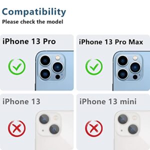 Korecase [2 Pack ] Designed for iPhone 13 Pro Max/ iPhone 13 Pro Camera Lens Protector Metal Tempered Glass Camera Cover ,Strong Stickiness Rear Lens Case Friendly for iPhone 13 Pro / iPhone 13 Pro Max - Black