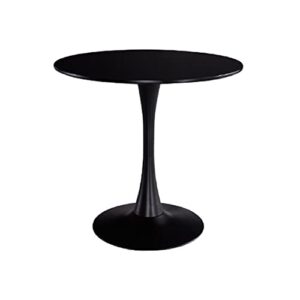 litfad modern artificial wooden dining table round coffee table simple kitchen table with metal pedestal base - black 23.6" l x 23.6" w x 29.5" h