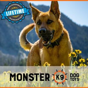 Monster K9 Ultra Durable Dog Ball - Made in USA - Tough, Strong Dog Chew Toy & Fetch Toy for Super, Extreme, & Aggressive Chewers - Heavy Duty Non-Toxic Natural Rubber - Medium Large Dogs