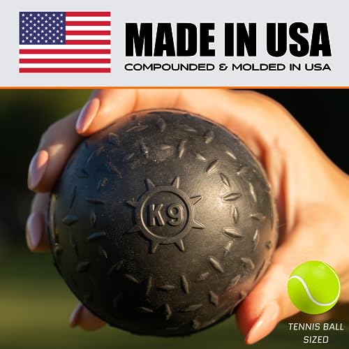 Monster K9 Ultra Durable Dog Ball - Made in USA - Tough, Strong Dog Chew Toy & Fetch Toy for Super, Extreme, & Aggressive Chewers - Heavy Duty Non-Toxic Natural Rubber - Medium Large Dogs