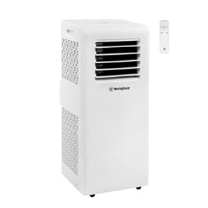 westinghouse 8,000 btu air conditioner portable for rooms up to 200 square feet, portable ac with home dehumidifier, 3-speed fan, programmable timer, remote control, window installation kit,white