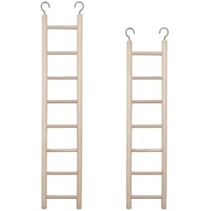 2pcs birdie basics wooden ladder for bird cage climbing ladder toy for parakeets parrots cockatoo (7 step & 8 step)
