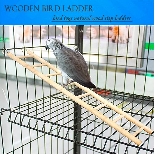 2pcs Birdie Basics Wooden Ladder for Bird Cage Climbing Ladder Toy for Parakeets Parrots Cockatoo (7 Step & 8 Step)