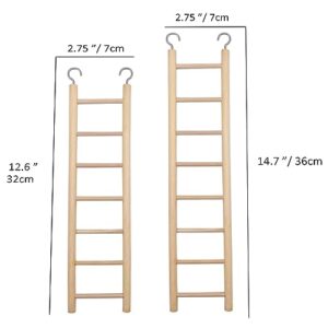 2pcs Birdie Basics Wooden Ladder for Bird Cage Climbing Ladder Toy for Parakeets Parrots Cockatoo (7 Step & 8 Step)