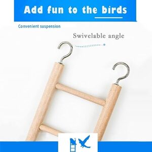 2pcs Birdie Basics Wooden Ladder for Bird Cage Climbing Ladder Toy for Parakeets Parrots Cockatoo (7 Step & 8 Step)