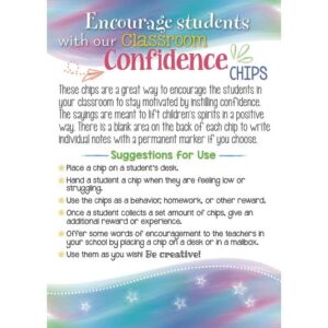 Really Good Stuff Confidence Chips – 100 Empowering, Motivational, Positive Affirmations – Encourage Positive Feelings– Social-Emotional Learning – SEL for The Home and Classroom