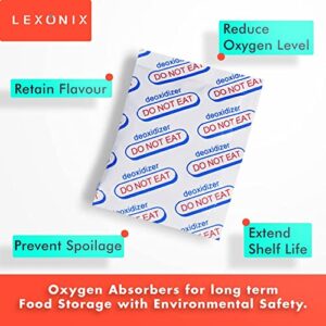 Lexonix 300cc (100 Pack) Food Grade Oxygen Absorbers for Food Storage, (5 Pcs Pack of 20 sets) for Vacuum Seal or Mylar Bag Food Storage Keep Food Fresh Anti Oxygen Absorbing Packets (300cc)