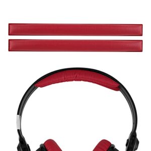 geekria protein leather headband pad compatible with sennheiser hd25 hd25 ii hd25 plus hd25 special edition, headphones replacement band, headset head cushion cover repair part (red 2pack)