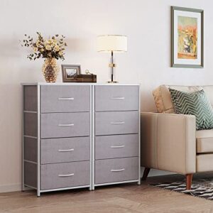 ODK Dresser for Bedroom with 4 Storage Drawers, Small Dresser Chest of Drawers Fabric Dresser with Sturdy Steel Frame, Dresser for Closet with Wood Top, Light Grey