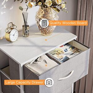 ODK Dresser for Bedroom with 4 Storage Drawers, Small Dresser Chest of Drawers Fabric Dresser with Sturdy Steel Frame, Dresser for Closet with Wood Top, Light Grey