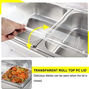 YMJOINMX Roll Top Chef Chafing Dish Buffet Set 2 Pans Food Warmer Buffet Servers and Warmers Digital Display Temperature Warming Tray Bain Marie Food Warmer for Parties Commercial Food Steam Table