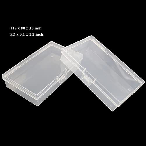 LJY 12 Pieces Rectangular Empty Mini Clear Plastic Organizer Storage Box Containers with Hinged Lids (5.3 x 3.1 x 1.2 inch, Transparent)