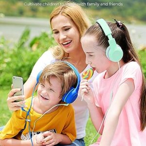 KLYLOP Kids Headphones with Microphone, Wired Headphone Over-Ear for Kids for School, 85/94dB Volume Limiter, Headphones for Kid with Share Function, Foldable Headset for iPad Kindle Fire