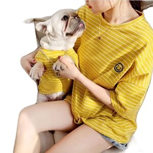 dog and owner matching t-shirts family clothes for dog pitbull dog clothes shirt for papa and mama- mom and pet shirt are sold separately (pet-s, yellow)