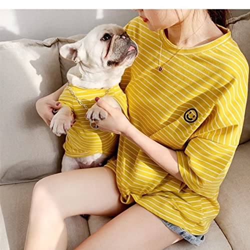 Dog and Owner Matching T-Shirts Family Clothes for Dog Pitbull Dog Clothes Shirt for PaPa and Mama- Mom and Pet Shirt are Sold Separately (Pet-S, Yellow)