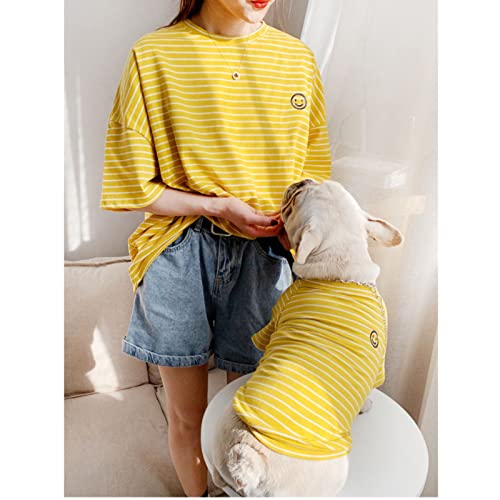 Dog and Owner Matching T-Shirts Family Clothes for Dog Pitbull Dog Clothes Shirt for PaPa and Mama- Mom and Pet Shirt are Sold Separately (Pet-S, Yellow)