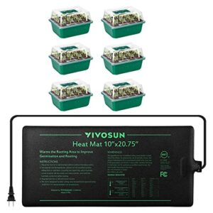 vivosun durable waterproof seedling heat mat warm hydroponic heating pad 10" x 20.75", with 6-pack seed starter trays