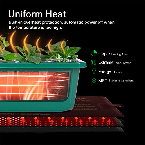 VIVOSUN Durable Waterproof Seedling Heat Mat Warm Hydroponic Heating Pad 10" x 20.75", with 6-Pack Seed Starter Trays