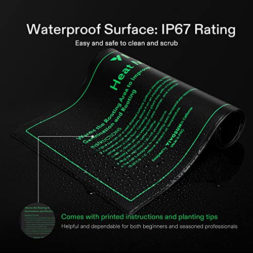 VIVOSUN Durable Waterproof Seedling Heat Mat Warm Hydroponic Heating Pad 10" x 20.75", with 6-Pack Seed Starter Trays