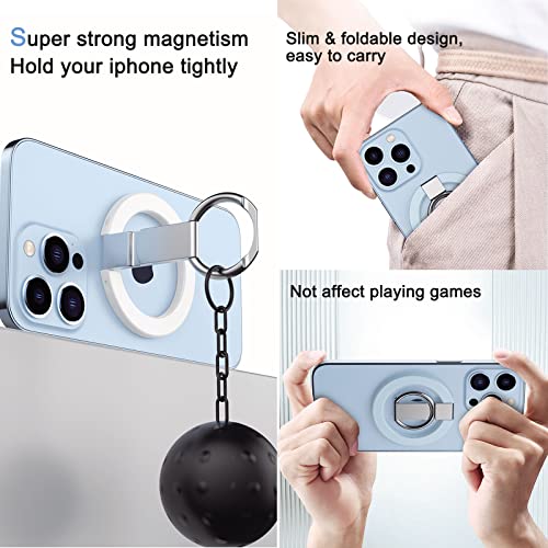 Magnetic Phone Stand Compatible with iPhone 14/13/12 Series & MagSafe Cases, HOYZNBI Removable Metal Kickstand【Vertical & Horizontal Stand Ways】360° Adjustable Portable Magnetic Phone Grip Ring Holder