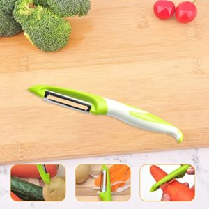 DEFUTAY Vegetable Peelers for Kitchen, 3 in 1 Potato Peelers Stainless Steel Professional Peeler for Potato, Apples, Carrots, Cucumber and Various Vegetables and Fruits (Green-2PC)