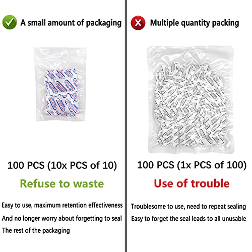 Plateau ELK Oxygen Absorbers for Food Storage 200CC, 100 PCS O2 Absorbers Food Grade for Mylar Bags, Canning, Flour, Wheat, Oats and Freeze Dried Foods - Long Term Storage (10x PCS of 10)